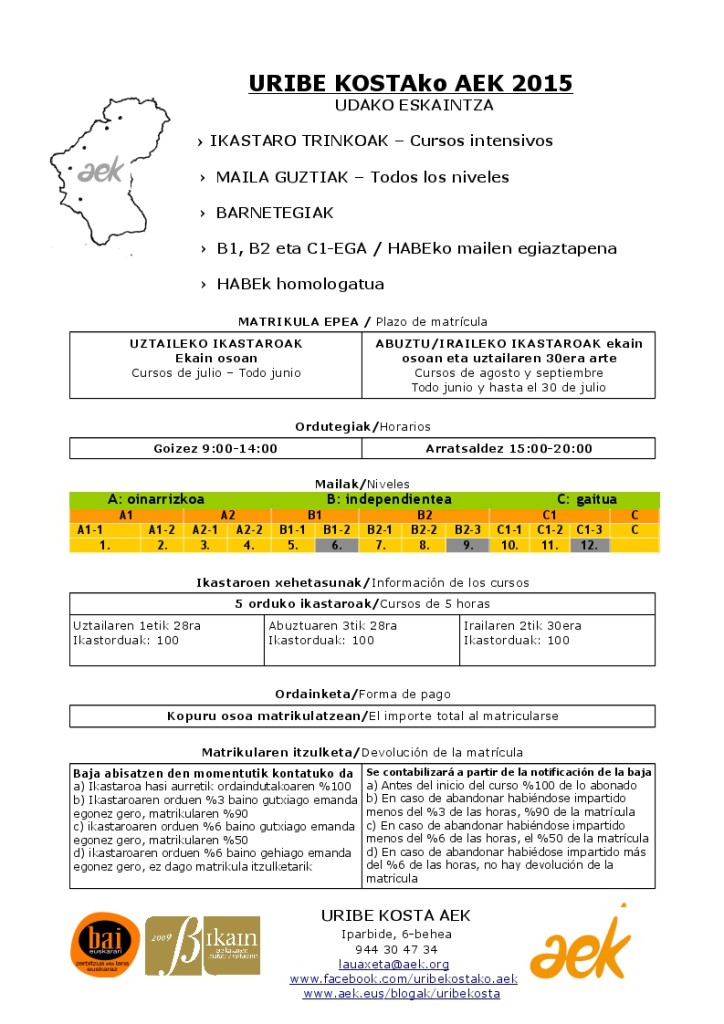 uda 2015 informazioa euskaltegietako orria prezio barik