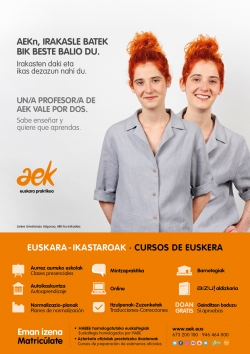 Matriculación abierta en los euskaltegis de AEK: también habrá posibilidad de aprender euskera en el nuevo año